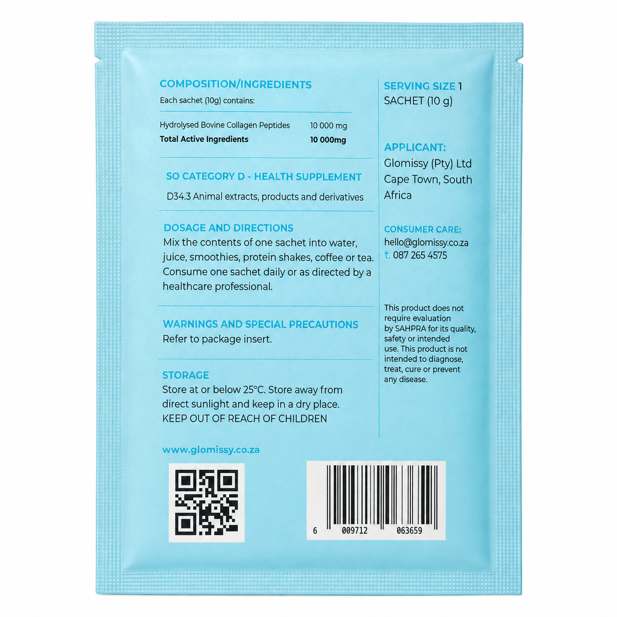 Pure Hydrolysed Collagen Peptides – 3 Sachet Sample Pack